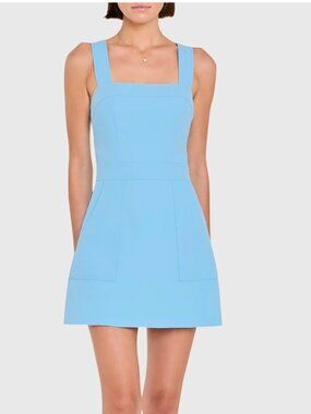 Amanda Uprichard Ace Mini Dress Pacific Blue XS Square Neck